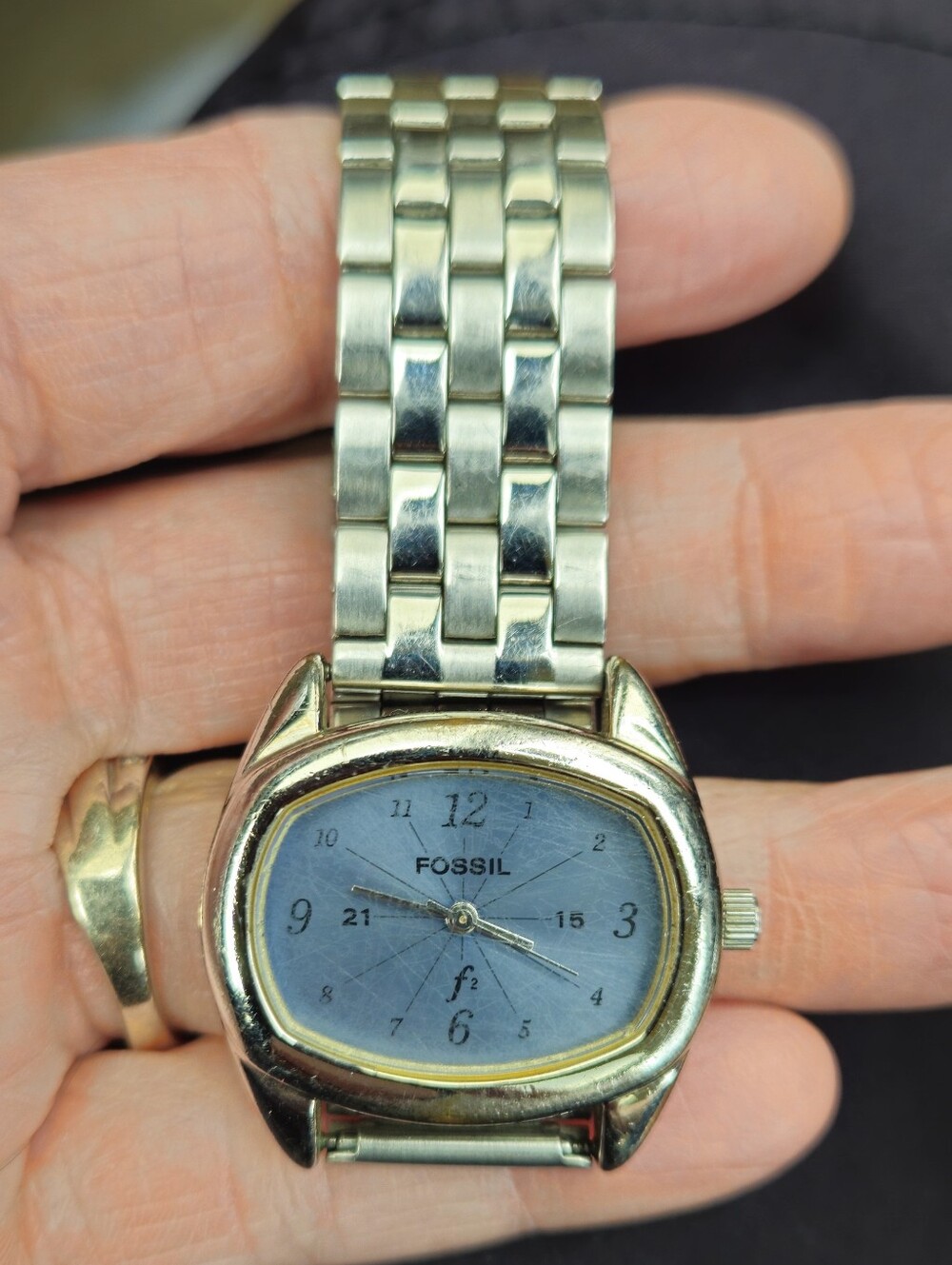 Fossil Gold-Tone Bracelet Watch with Blue Dial